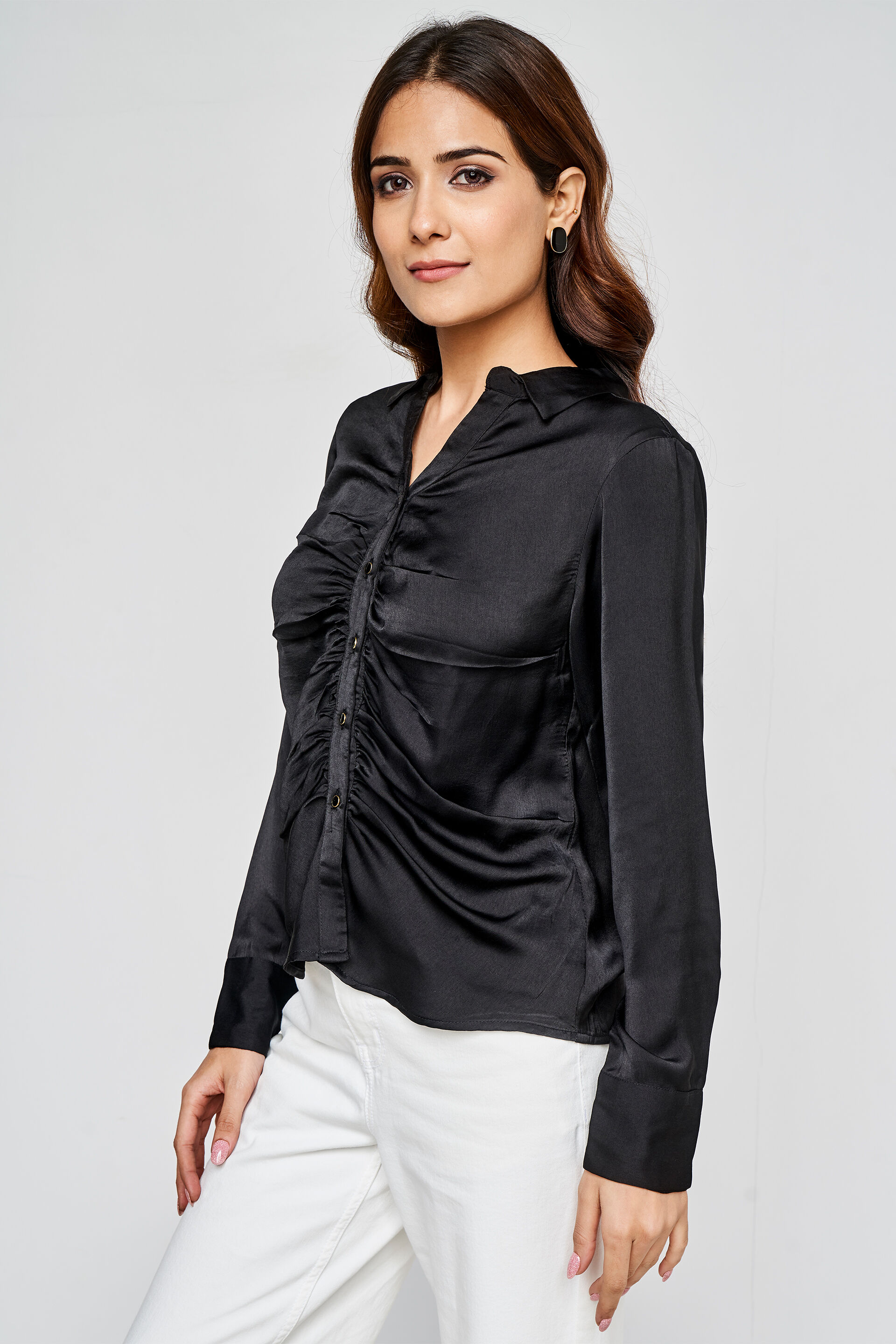 Black Solid Straight Top, Black, image 3